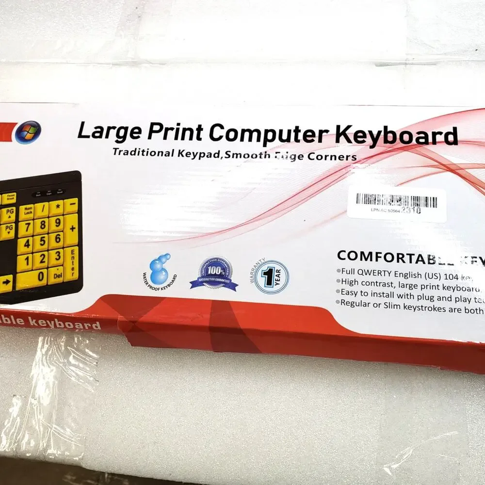 Large Print Keyboard - USB Wired Yellow High Contrast Keys. Vision Helper - Picture 3 of 12